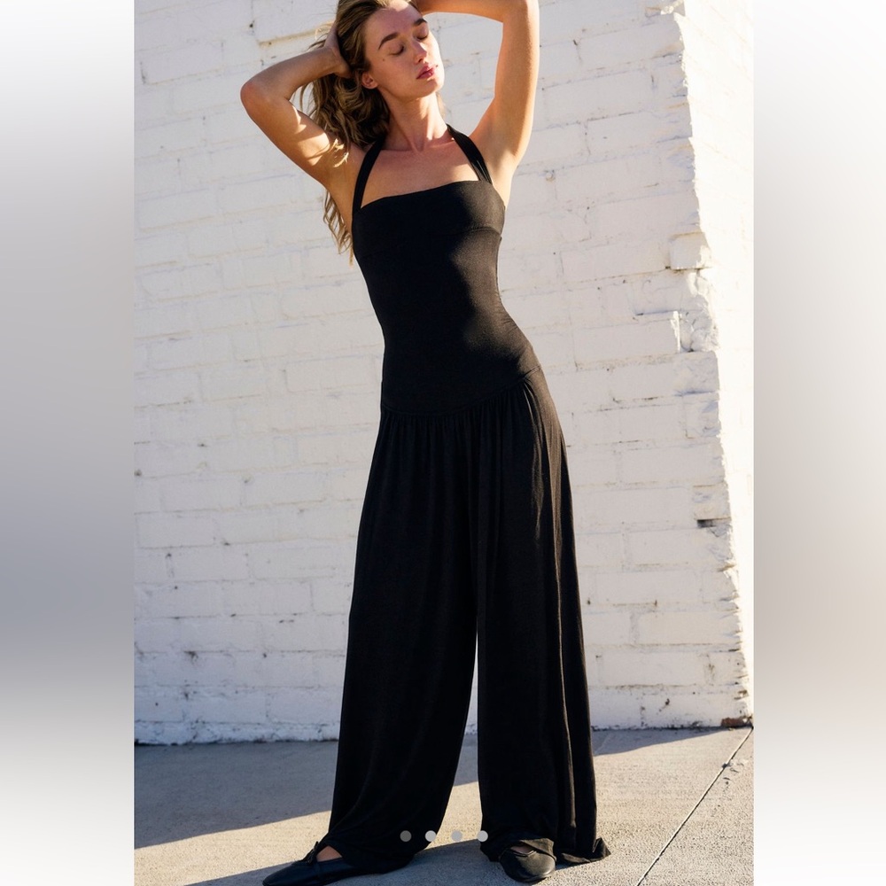 Free People Black Halter Jumpsuit